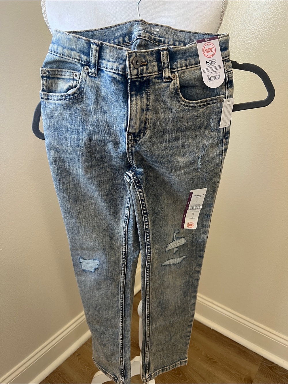 wonder nation Light Wash Distressed Kids Jeans